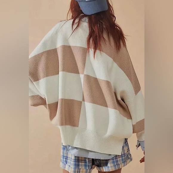 FREE PEOPLE Easy Street Checker Sweater M - Picture 2 of 5